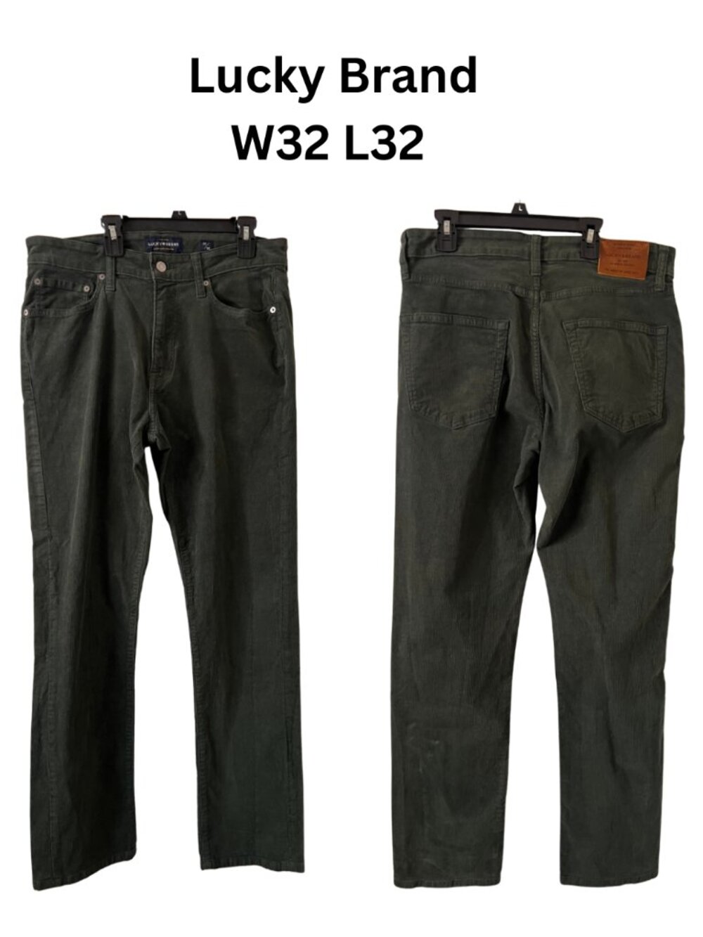 Lucky Brand 410 Athletic Slim Corduroy Pants Olive Green Stretch 32x32 Gorpcore